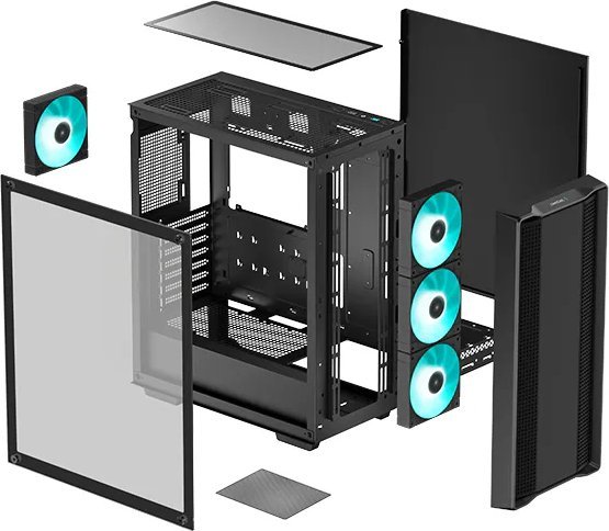 Kasë Deepcool CC560 V2, e zezë, Midi Tower