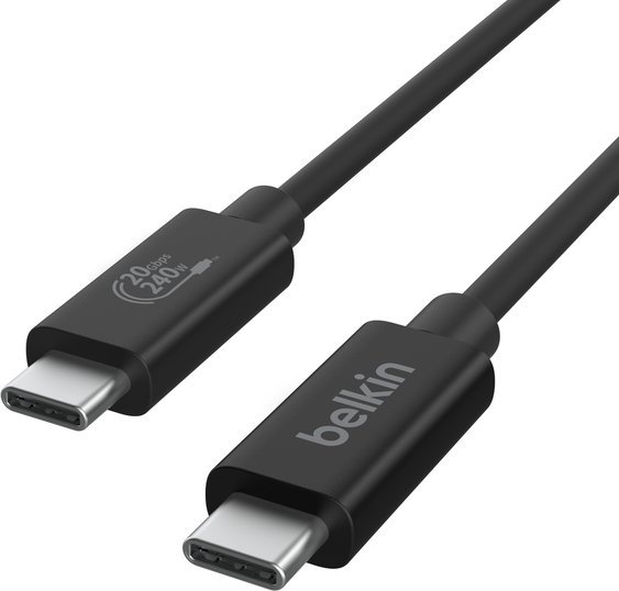 Kabllo Belkin USB-C në USB-C INZ004bt2MBK, USB4, 2 m, e zezë e bardhë