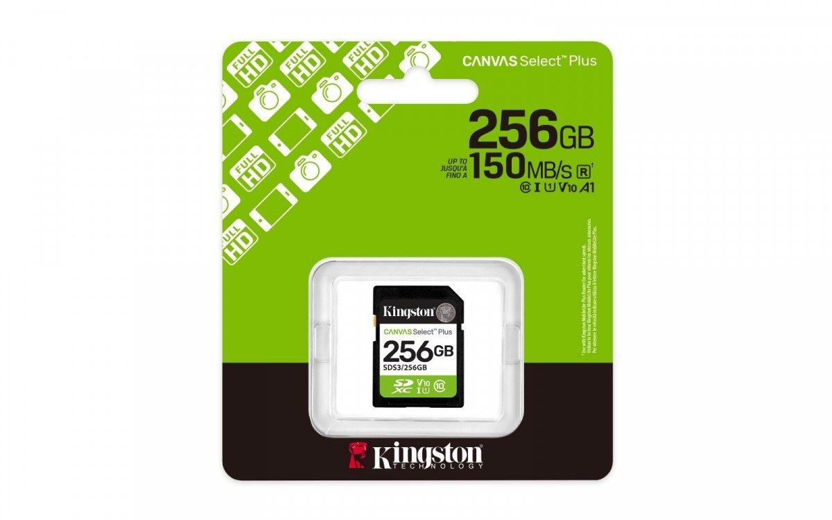 Kartë memorie Kingston Canvas Select Plus 256GB SDXC, Class 10 UHS I, 150MB/s