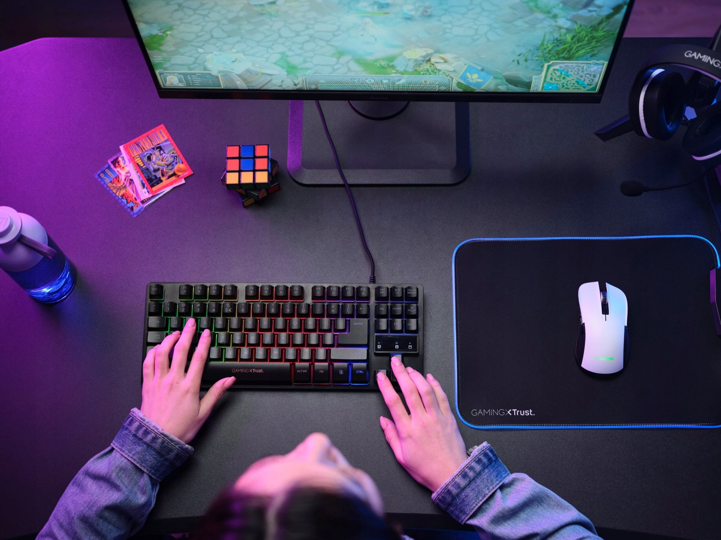 Mouse gaming Trust GXT 923W YBAR, wireless, 7200 DPI, i bardhë