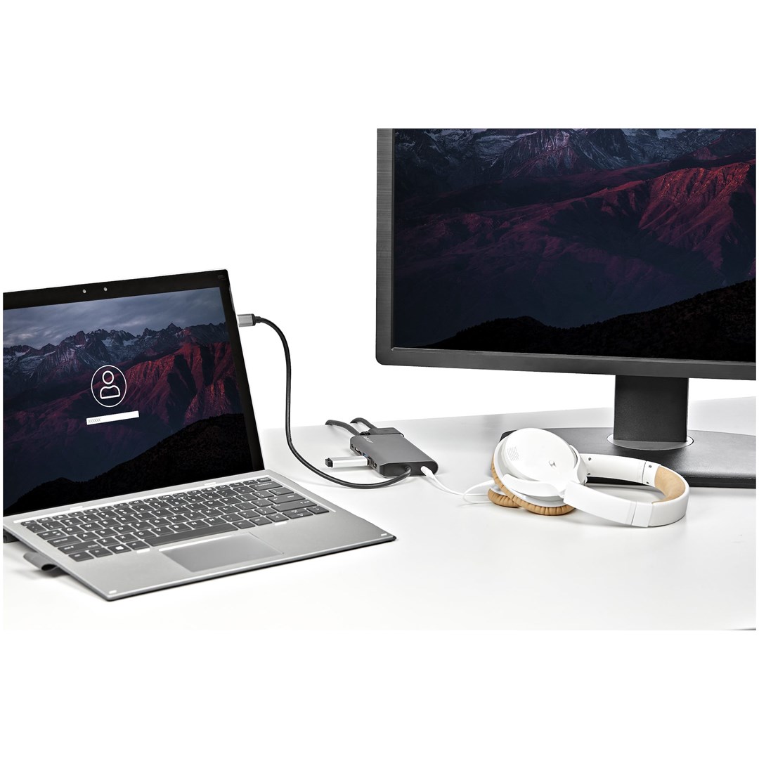 Përshtatës shumëportësh Startech, USB-C, HDMI/VGA, 100W, i hirtë
