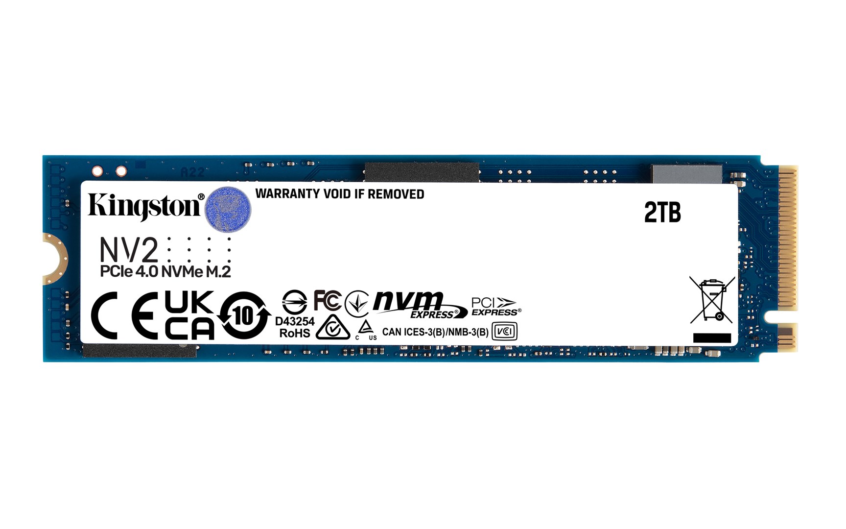 Disk SSD Kingston NV2, M.2, 2TB, PCIe 4.0, i bardhë