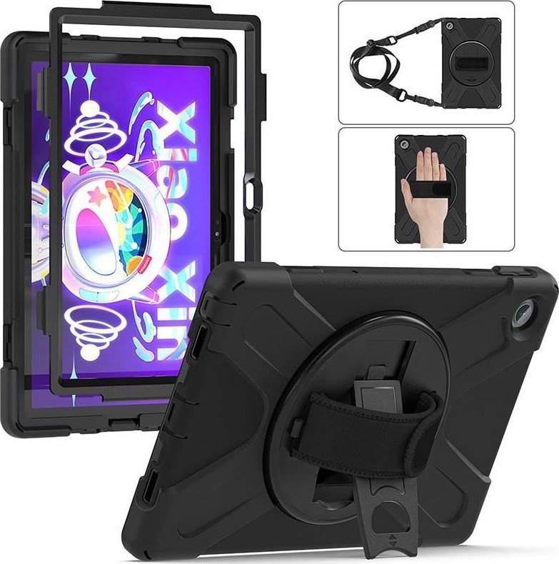 Mbulesë tableti eSTUFF AUSTIN Defender ES681905, për Lenovo Tab M10 Plus Gen 3 10.6", me rrip dore dhe shpatulle, e zezë
