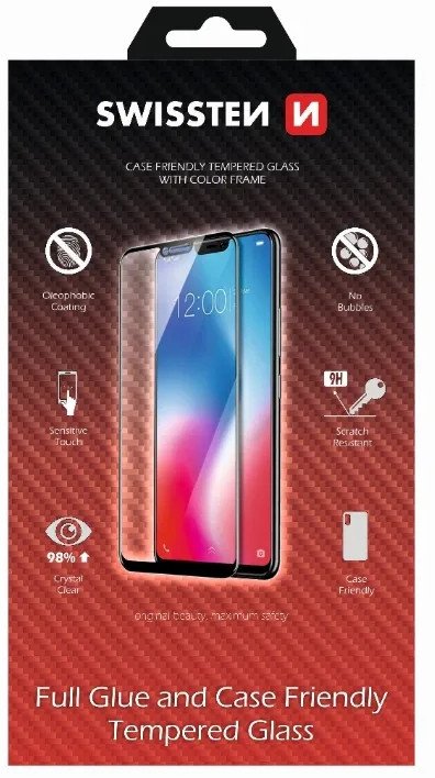 Mbrotjës ekrani Swissten Case Friendly për iPhone X XS, xham i fortë 9H, transparent