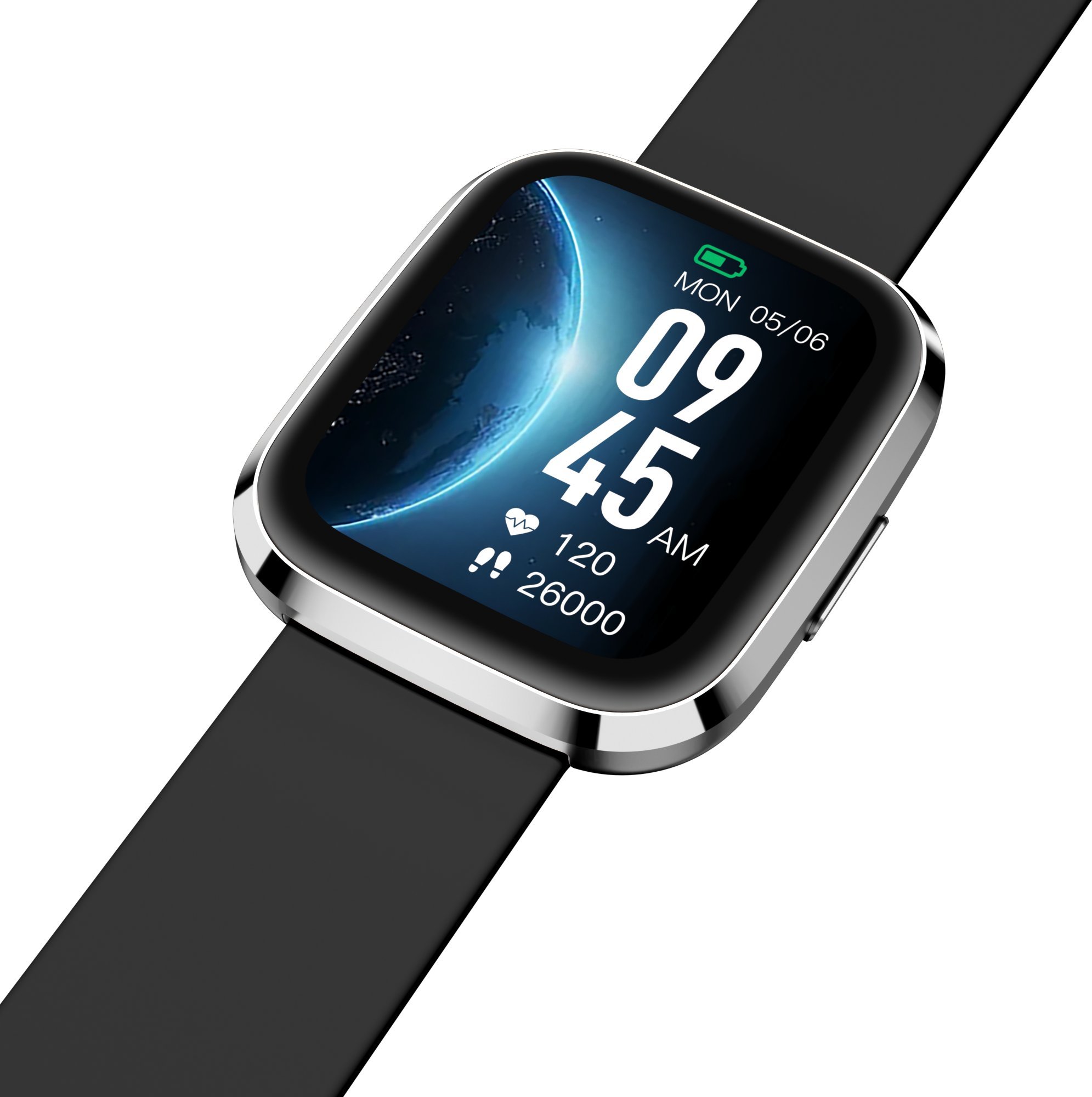 Smartwatch Garett GRC Style, 1.72", Bluetooth, i zi argjendtë