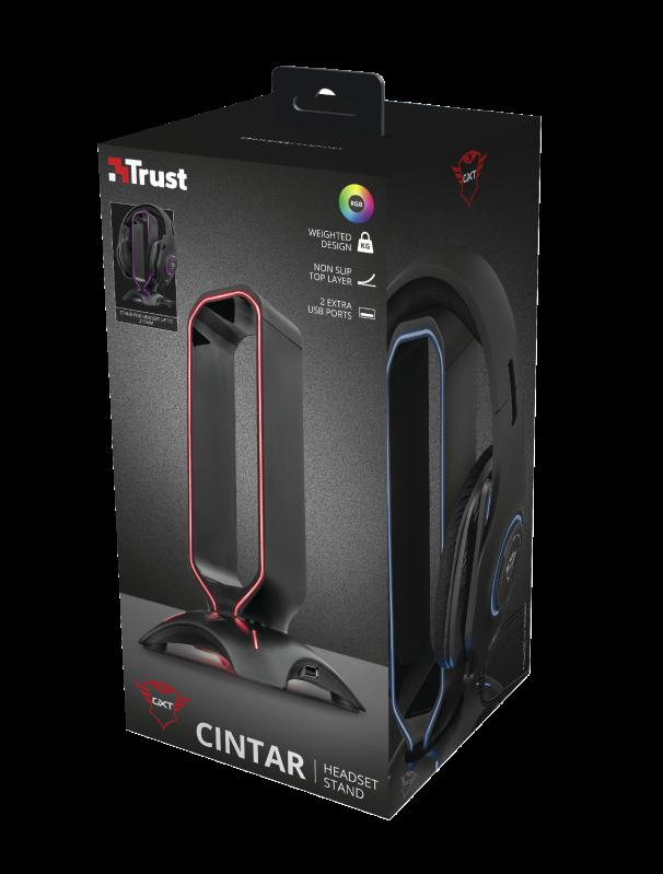 Qëndrim për kufje Trust GXT 265 Cintar, RGB, 2x USB, i zi