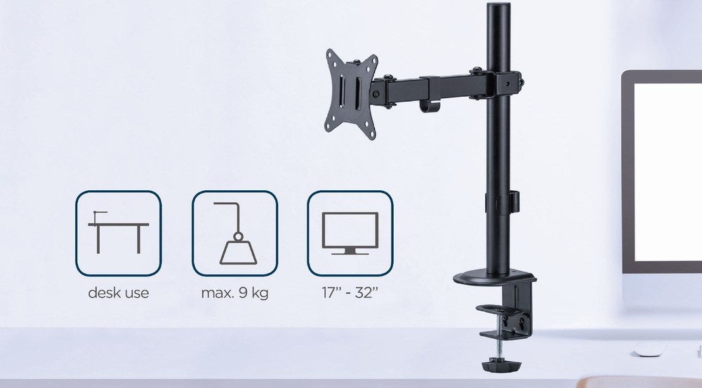 Mbajtës për monitor Gembird MA-D1-03, 17”-32”, i zi