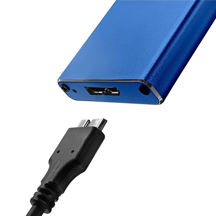 Kuti e jashtme Qoltec për SSD M.2 SATA NGFF, USB 3.0, 2TB, blu