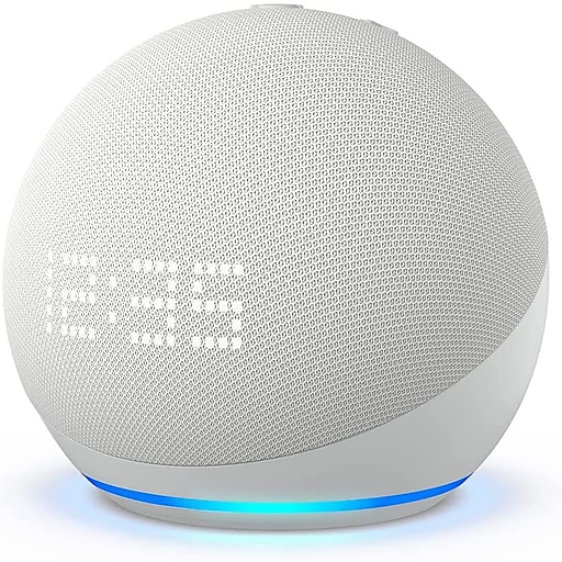Altoparlant i mençur Amazon Echo Dot 5th Gen with Clock, Alexa, ekran LED, e bardhë Glacier White
