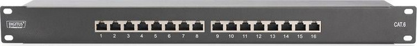 Patch panel rrjeti Digitus CAT 6 Class E, 16 porta, 19", i zi