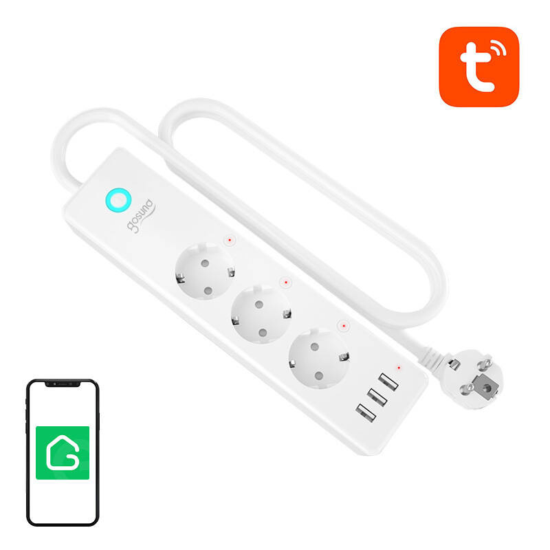 Prizë intelligente WiFi Gosund P1 Plus, 4x AC, 3x USB, e bardhë