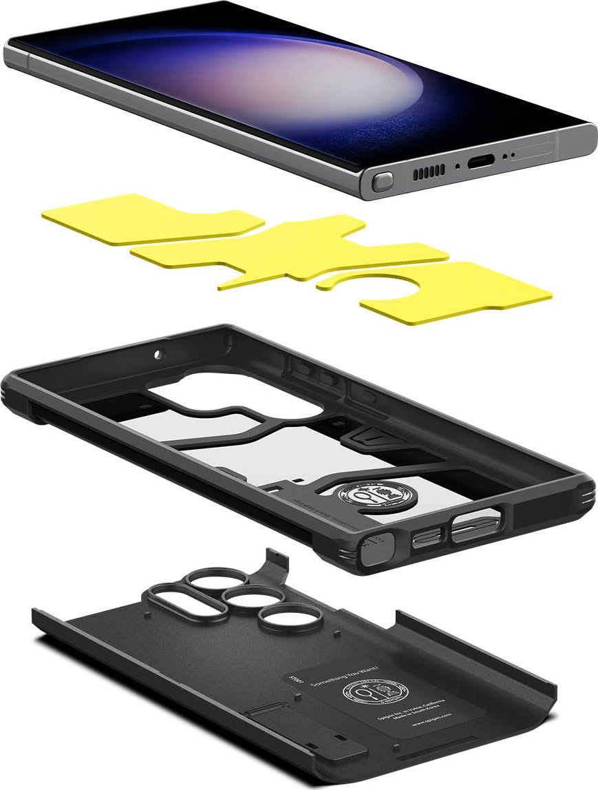 Mbulesë telefoni Spigen Tough Armor, Samsung Galaxy S23 Ultra, me mbajtëse, e zezë 2