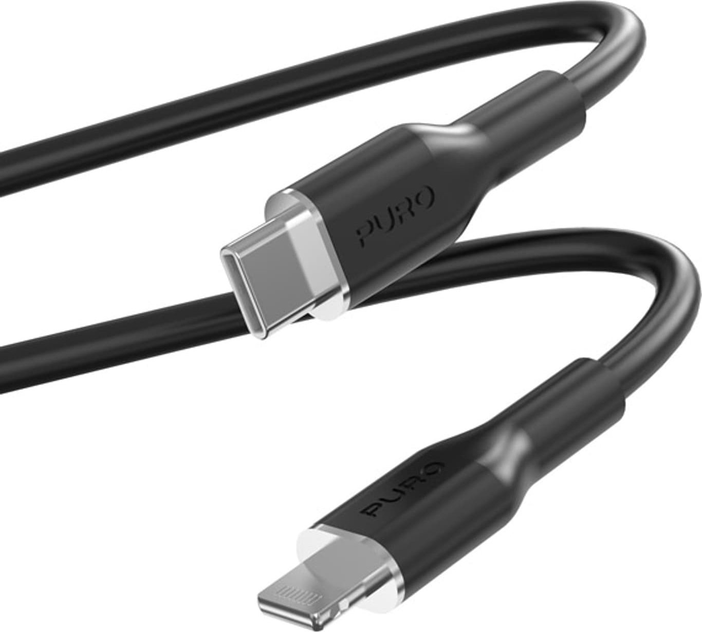 Kabllo karikimi Puro USB C në Lightning, 1.5 m, 20W, e zezë