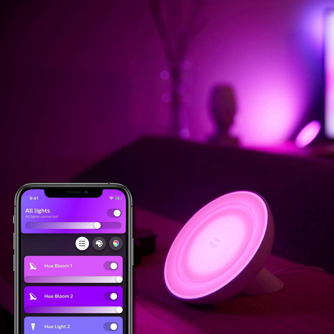 Lampë tavoline Philips Hue Bloom gen4, LED, Bluetooth, e bardhë