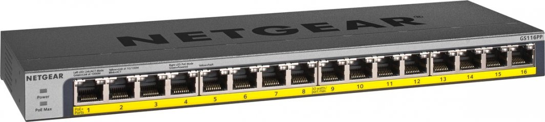 Switch NETGEAR GS116PP-100EUS, 16x Gigabit Ethernet, PoE+
