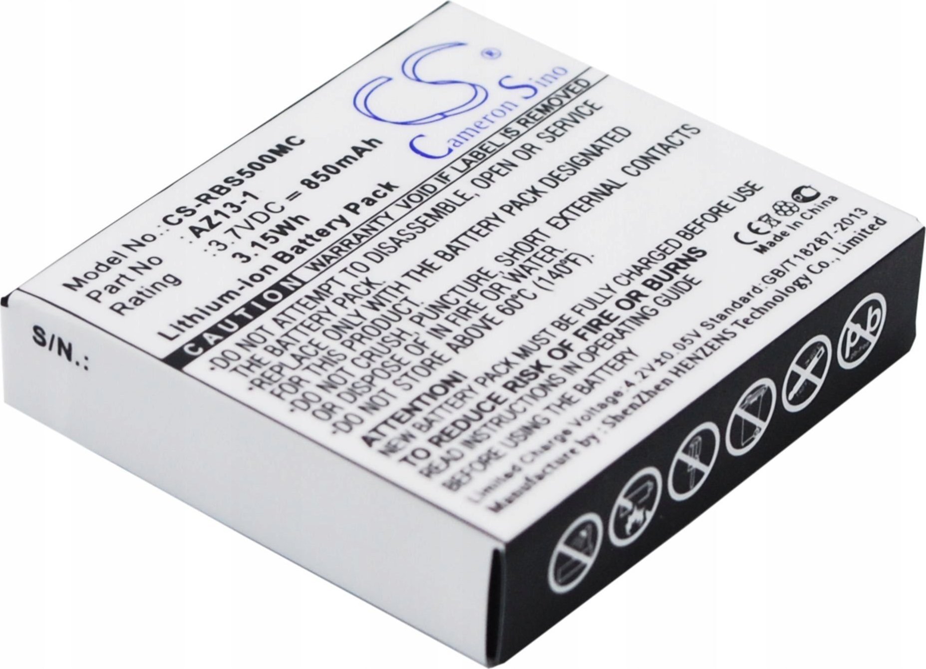 Set karikues me 2 bateri Cameron Sino AZ13-1, 850mAh, për kamera aksion Xiaomi Yi