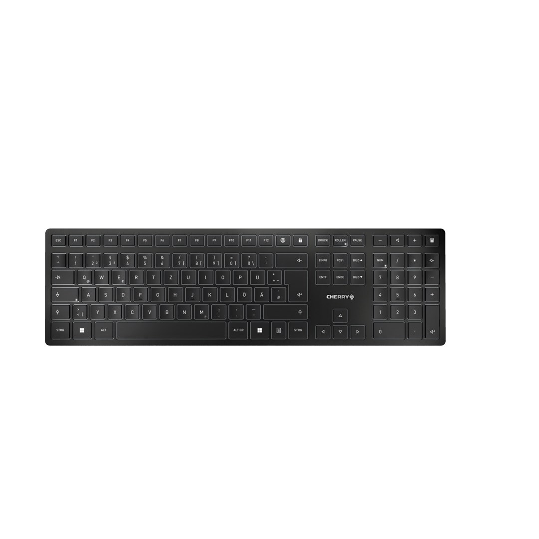 Tastierë CHERRY KW 9100 SLIM, Pa kabllo, QWERTZ, e zezë/e argjendtë