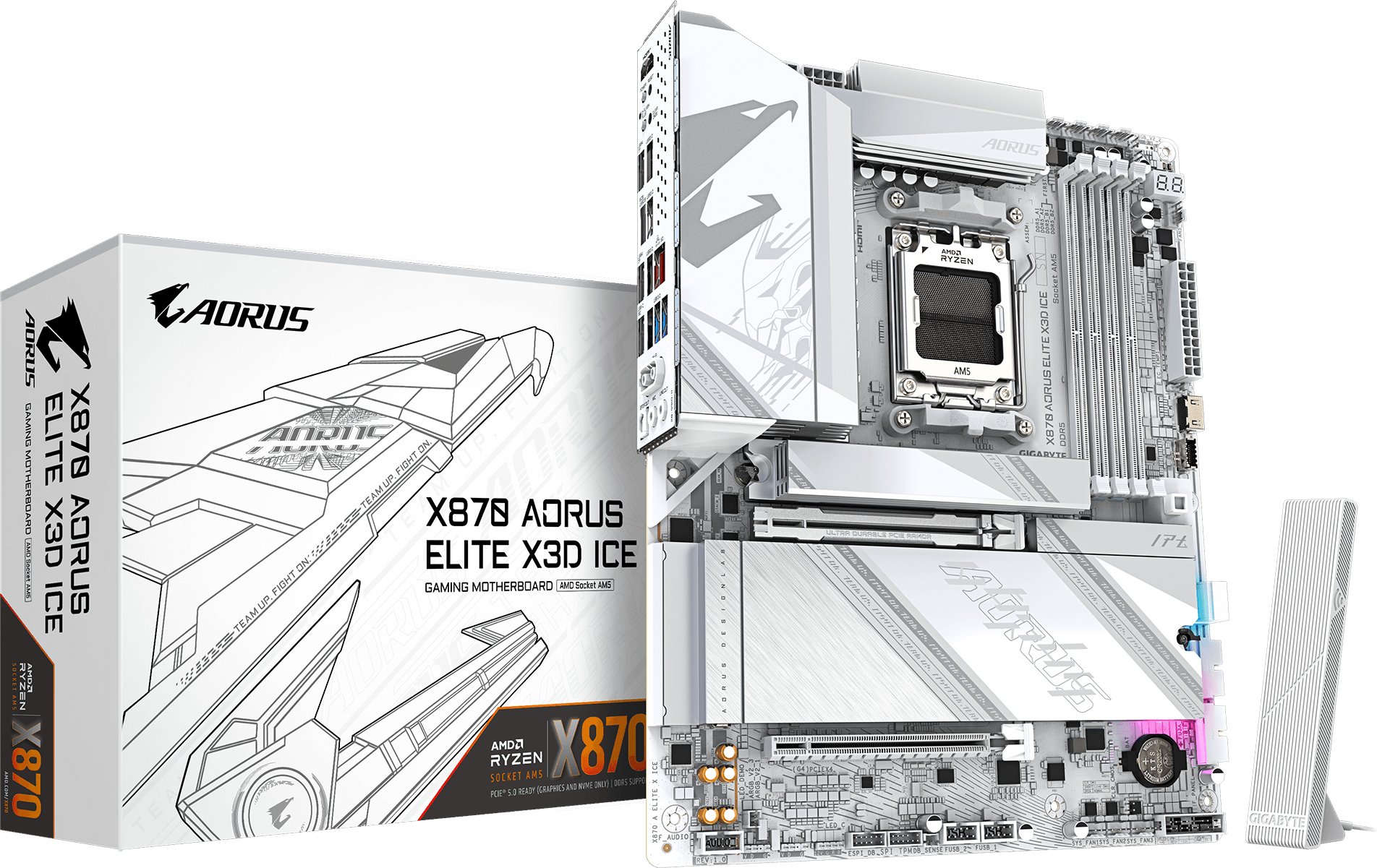 Pllakë amë GIGABYTE X870 AORUS ELITE X3D ICE, DDR5, PCIe 5.0, e bardhë
