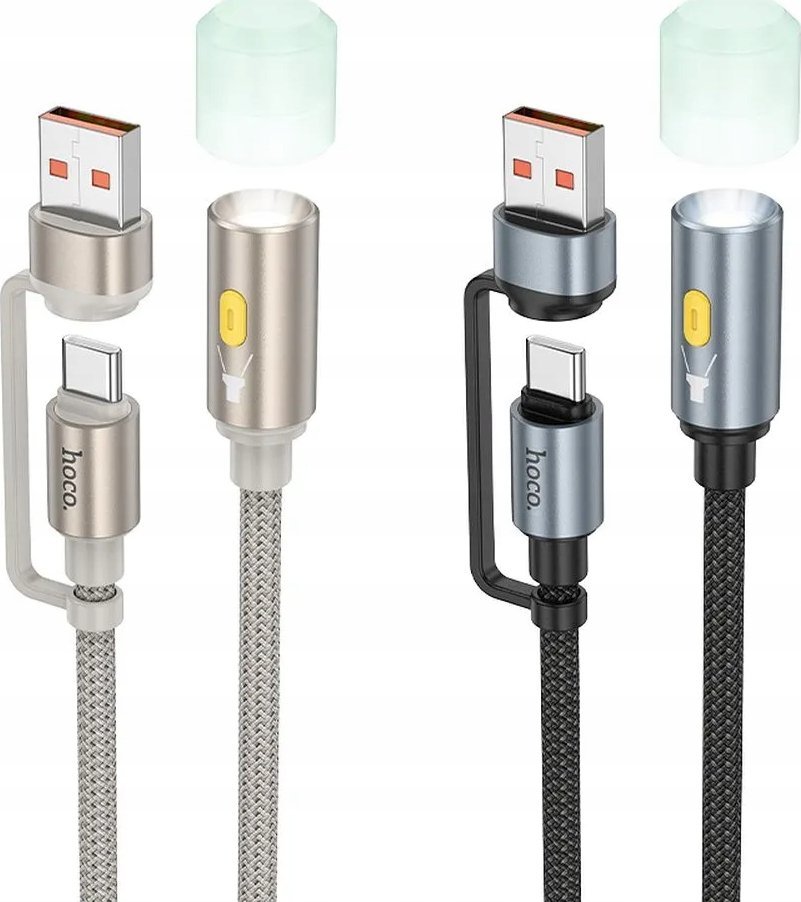 Kabllo Hoco UA38C USB A në USB C, 30cm, me dritë LED, ngjyrë ari