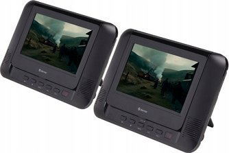 DVD Player portativ Denver MTW-793, 7", dy ekrane, bateri rikarikuese, i zi