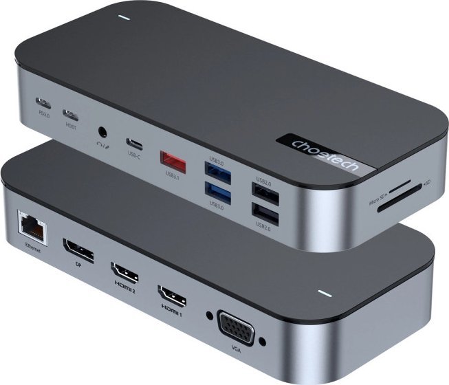 Stacion dokimi Choetech HUB 15 in 1, USB C, PD 100W, gri