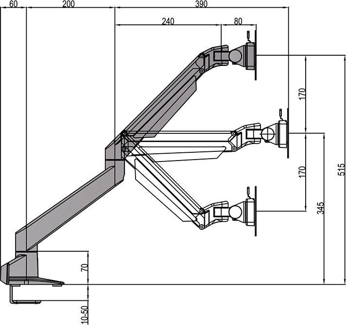 Krah monitori Hagor M Vesa Gas Lift Arm Single HD, 15-32", montim në tavolinë, i zi