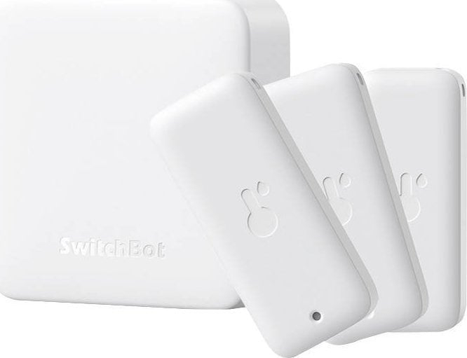 Set sensorësh temperaturë dhe lagështie SwitchBot Indoor Outdoor, 3 copë, IP65, me Hub Mini, të bardhë