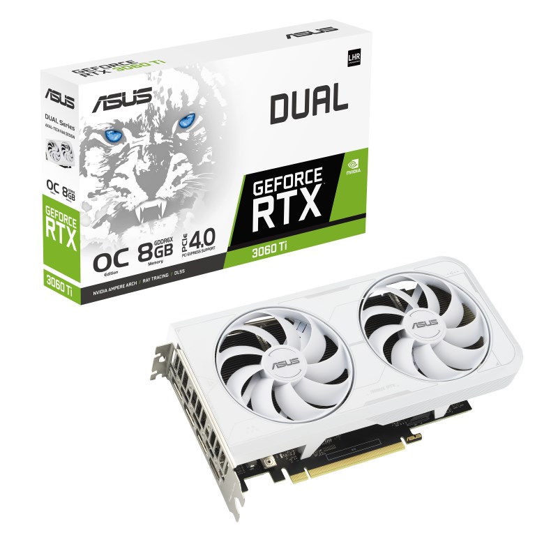 Kartelë grafike Asus GeForce RTX 3060 Ti Dual OC White Edition, 8GB GDDR6X, 256-bit, e bardhë