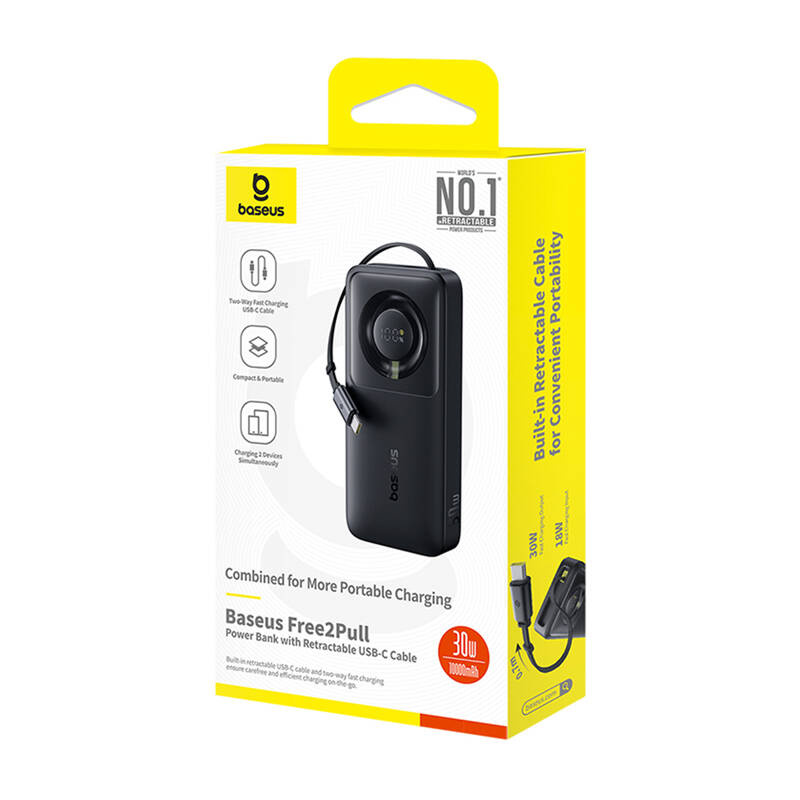 Powerbank Baseus Free2Pull, 10000mAh, 30W USB C, i zi