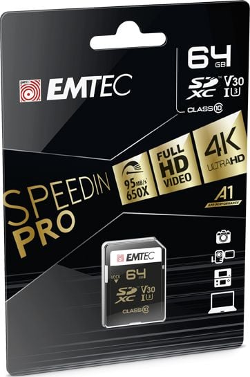 Kartë memorie Emtec Speedin Pro SDXC ECMSD64GXC10SP, 64GB, Class 10 UHS-I U3 V30