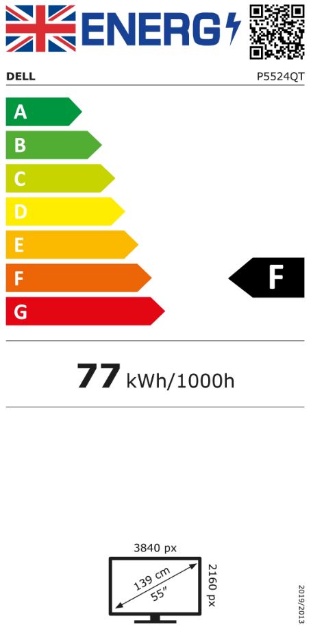 Monitor Dell P5524QT, 55", IPS, 4K UHD, 60Hz, 9ms, i zi