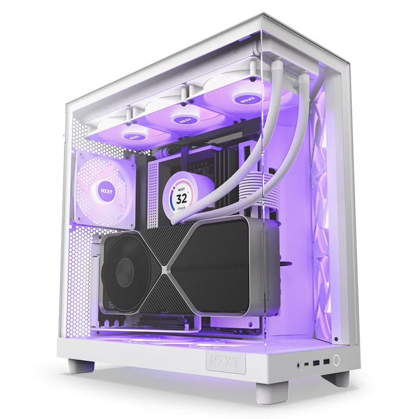 Kasë NZXT H6 Flow RGB – Dual-Chamber, 3× RGB Fan, USB Type-C, ATX Mid-Tower – E Bardhë