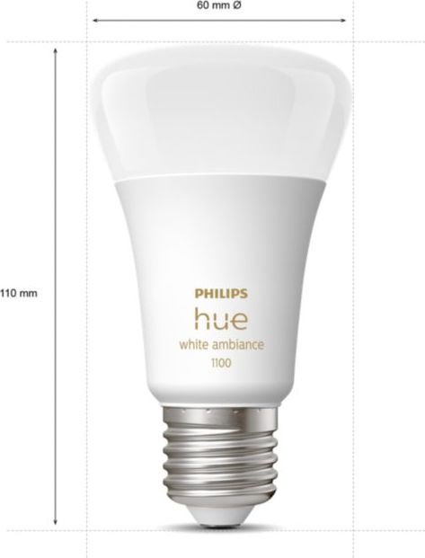 Llambë inteligjente Philips Hue E27 A60 8W, 1100lm, dritë e bardhë e rregullueshme