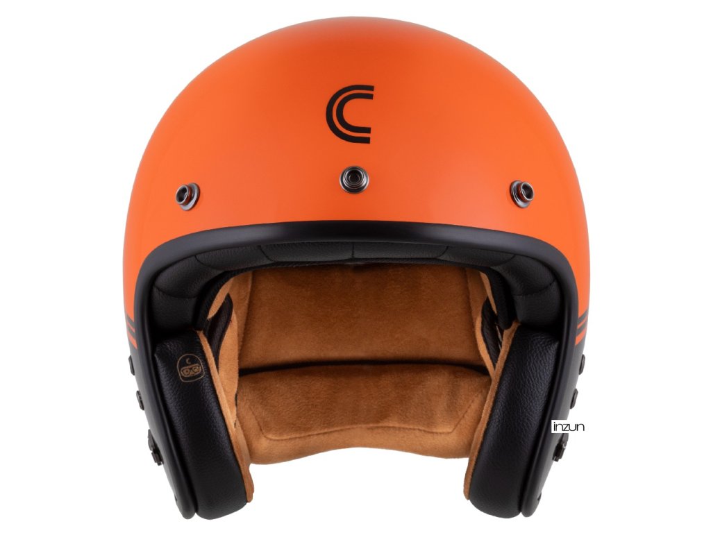 Helmetë moto CASSIDA ESO Super Hooligan, ECE 22.06, open face, e zezë portokalli perlë