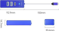 USB HUB Orico ORICO USB C, 2x USB A 3.1, USB C, blu