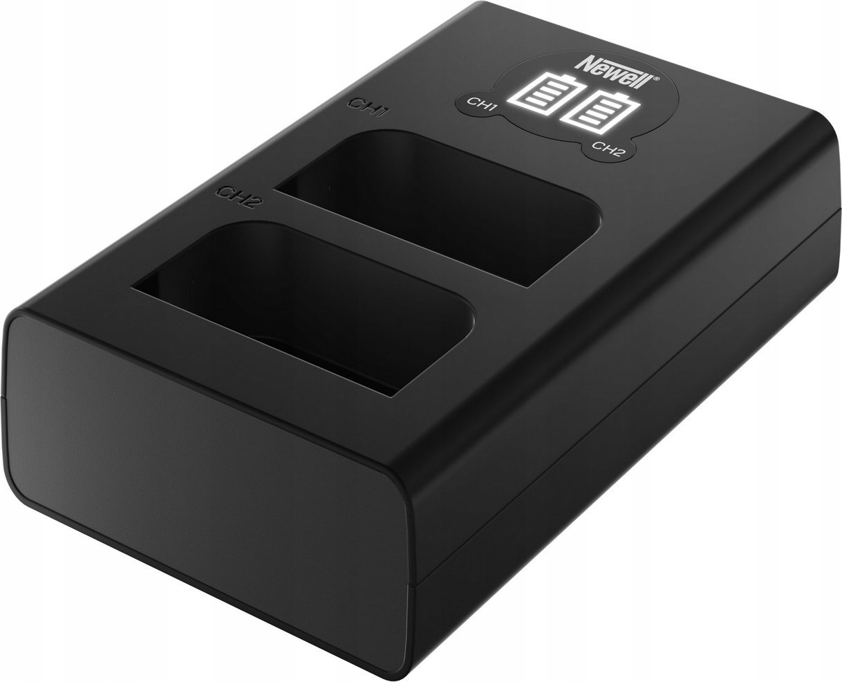 Karikues dyfishtë Newell DL USB C për bateri BLX 1, ekran statusi, i zi