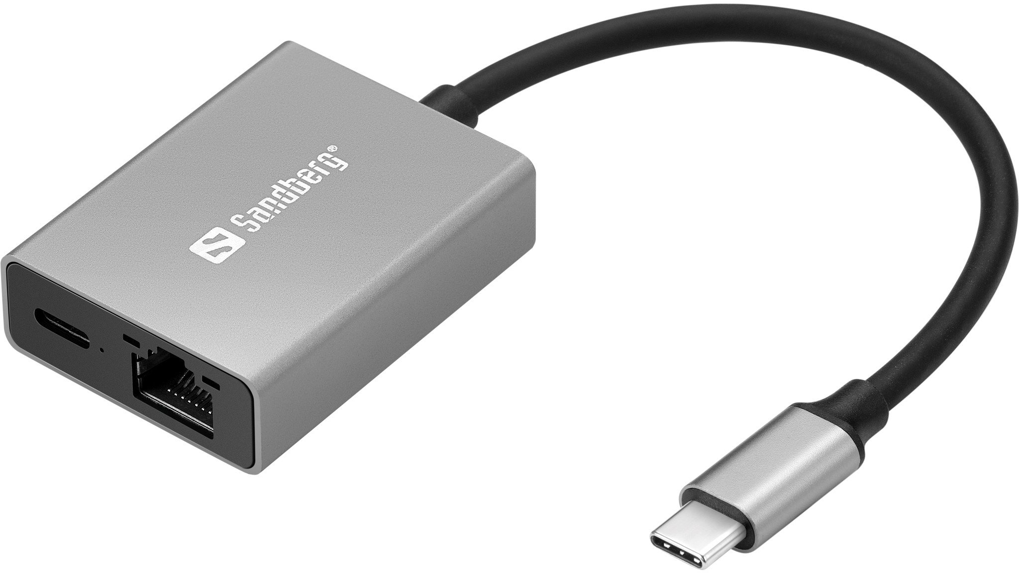 Adaptor rrjeti Sandberg USB C Gigabit PD100W, 1x RJ45, karikim 100W, gri