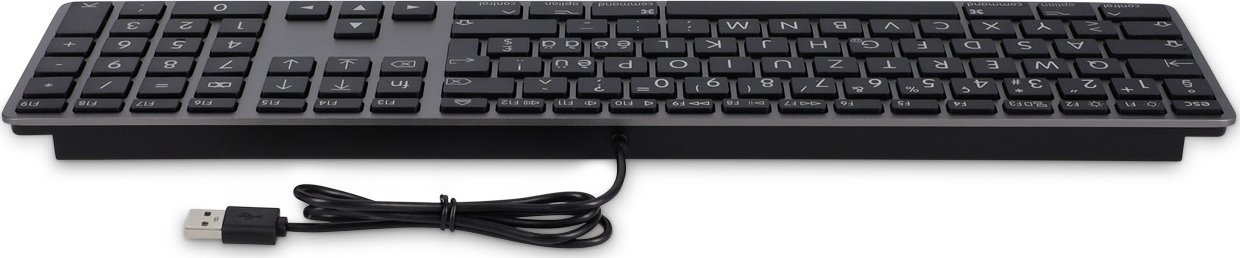 Tastierë LMP KB-1243-BIG, lidhje USB A, layout AZERTY, gri hapur