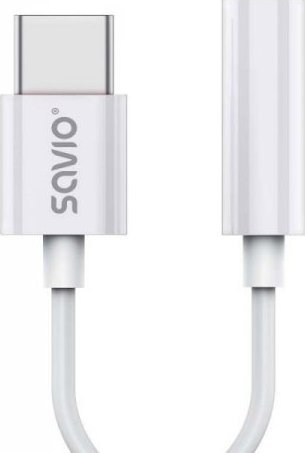 Adapter audio Savio SAVAK-51, USB C në 3.5mm jack, i bardhë