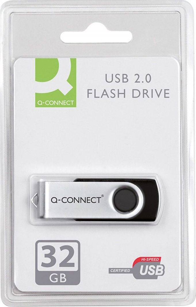 USB Q-Connect KF76970, 32GB, USB 2.0, argjendtë e zezë