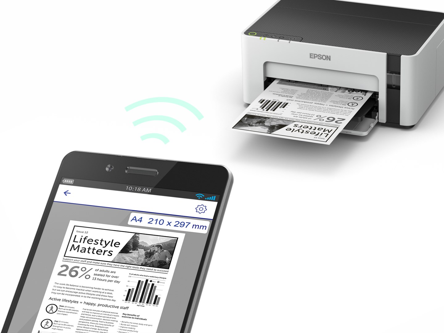 Printer Epson EcoTank ET-M1120, A4, 1440x720 DPI, i zi/i hirtë
