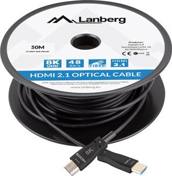 Kabllo HDMI Lanberg CA-HDMI-30FB-0500-BK, aktiv optik, 50m, e zezë