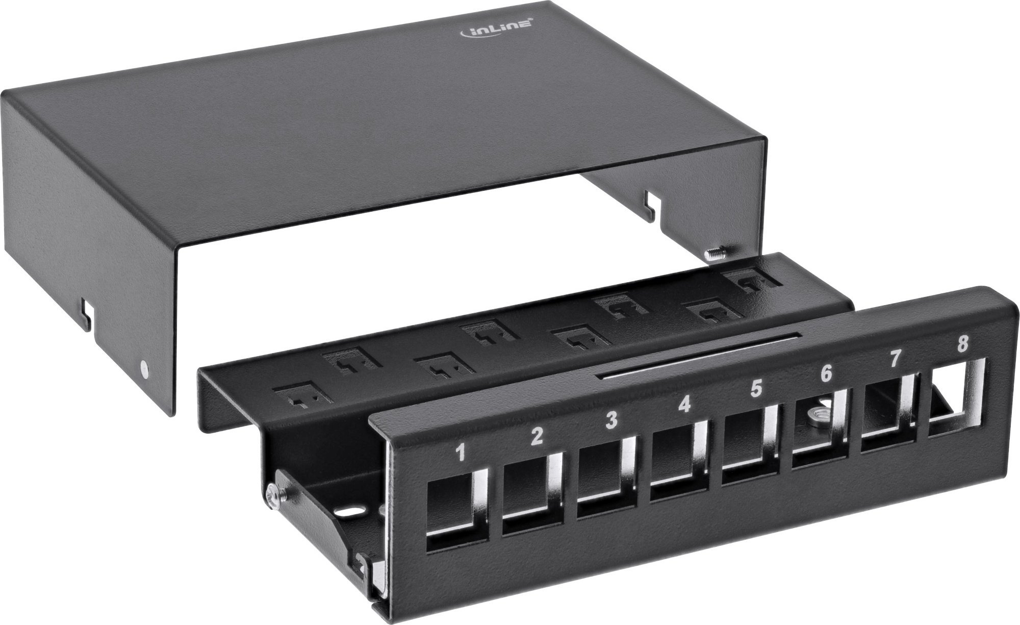 Kuti rrjeti InLine Desktop Consolidation Point, 8x Keystone RJ45, metalike, e zezë