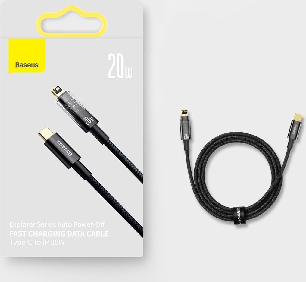 Kabllo karikimi Baseus Explorer, USB C në Lightning, 1 m, 20W, blu