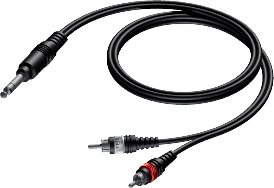 Kabllo audio Procab CAB719/3, 6.3mm stereo në 2x RCA, 3m, e zezë