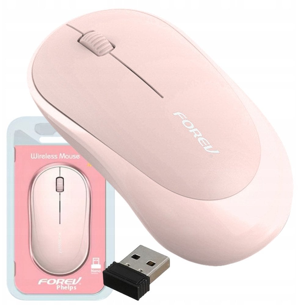 Mouse wireless Forev FV-185, silent keys, i rozë