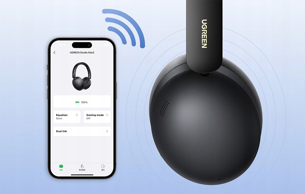 Kufje wireless UGREEN Studio Max2, Bluetooth 5.4, deri 80 orë bateri, të zeza