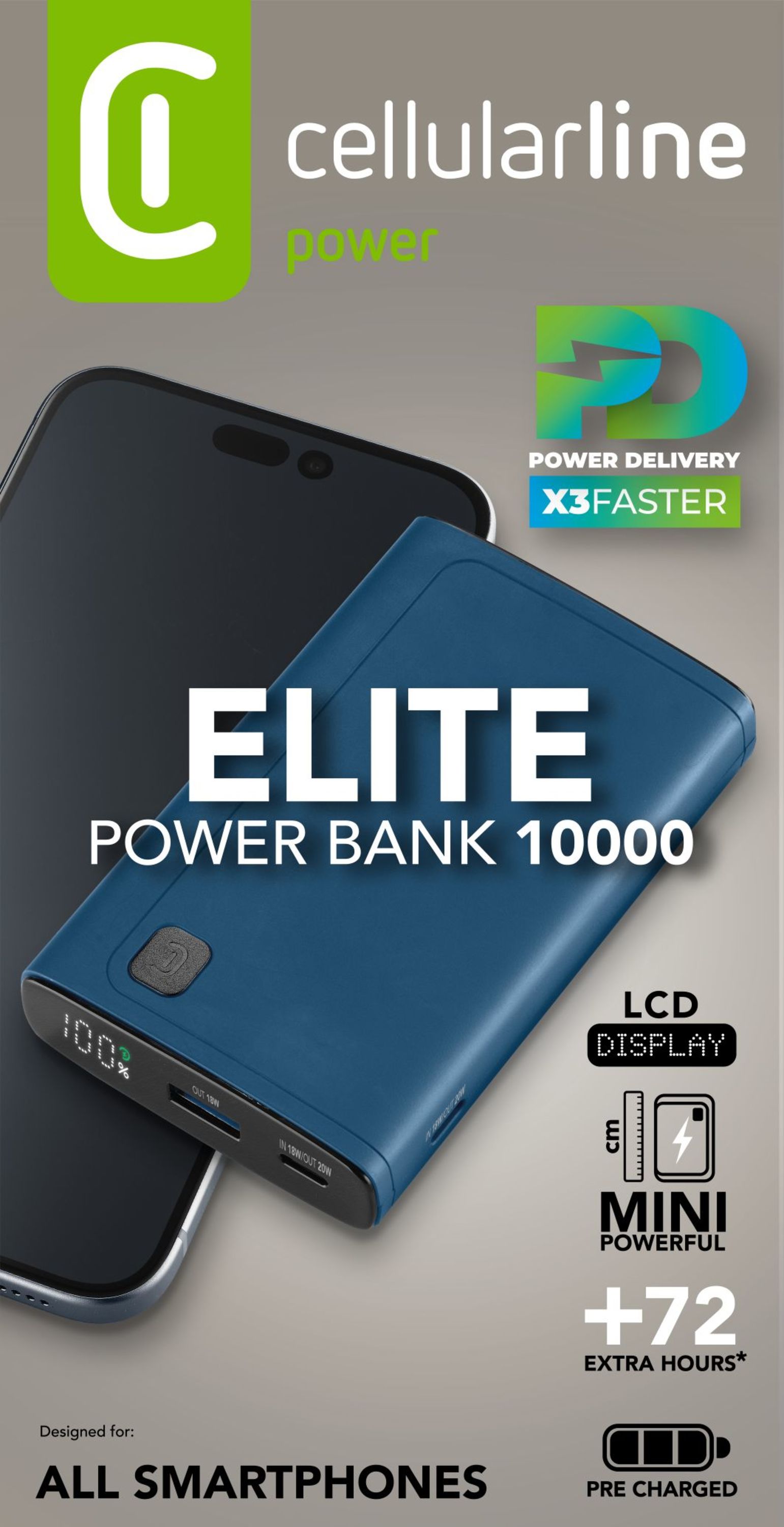 Power bank Cellularline elite, 10000mAh, 20W i zi