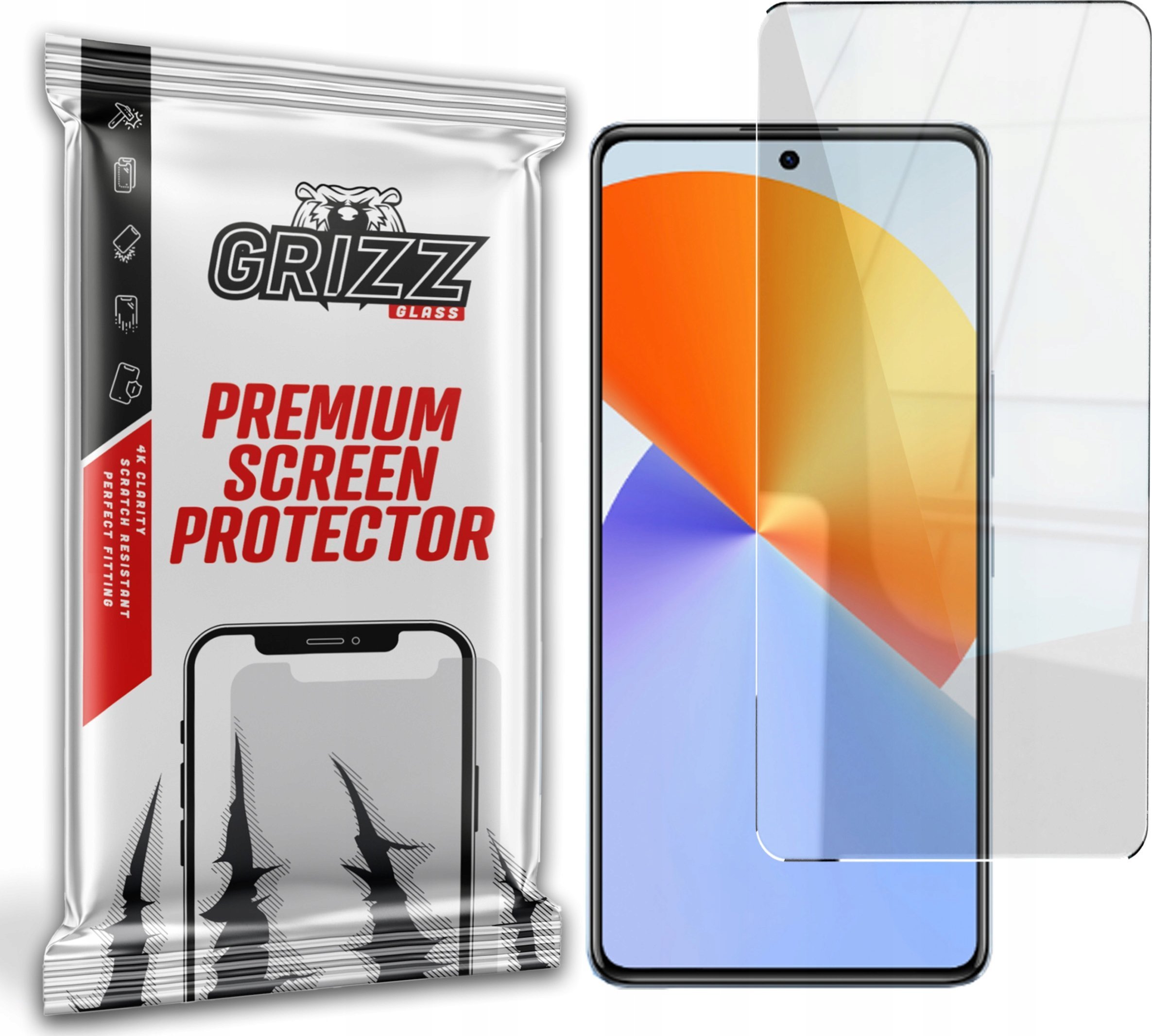 Xham mbrojtës hibrid GrizzProtector për Infinix Note 30 VIP, 9H, transparend