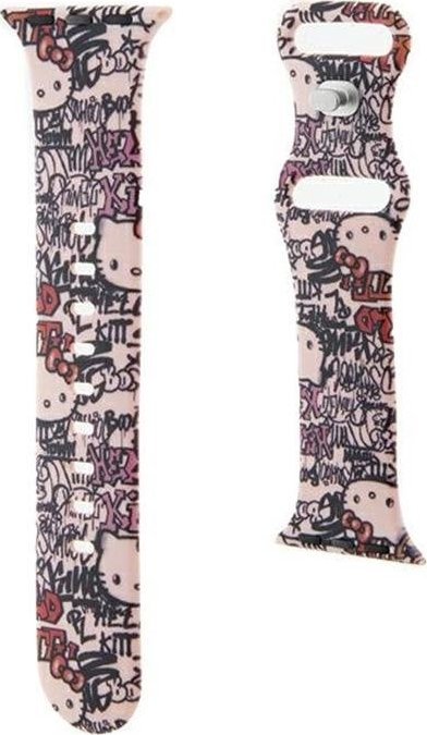 Rríp për Apple Watch Hello Kitty Pattern Print, silikon, Series 1 8 SE, rozë